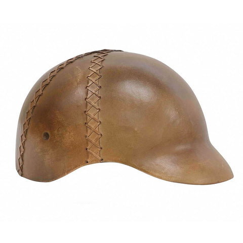 Iconic Aged Leather Traditional Cycling / Equestrian Helmet Decorative Showpiece