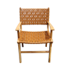 London Tan Leather & Teak Wood Carver Chair / Armchair