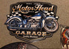 Motor Head Motorcycle Garage Quality Embossed Wall Art Sign