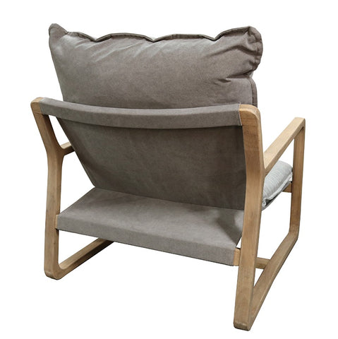 Acer Relaxed Luxury Oak & Cotton Lounge Chair