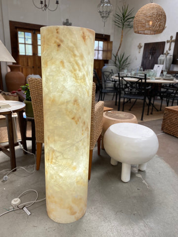 Onyx Suave Natural Marble Crema Rustico Handturned Floor Lamp - Exquisite Feature Piece & Ambient Lighting