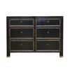 Shabby Chic Black Oriental 6 Drawer Dresser / Commode