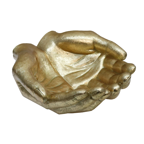 Golden Cupped Hands XL Decorative Ornament - Great Interior Décor