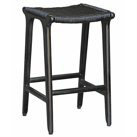 Matuna Black Wood & Rattan Pirit Weave Counter Stool / Bar Stool Barstool