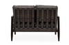 Contemporary Elegance Reid Black Leather & Black Wood Frame Two Seater Sofa / Lounge