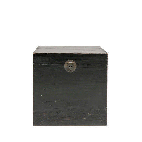 Painted Pine Trunk Storage Box / Side Table Antique Shabby Chic (Black)