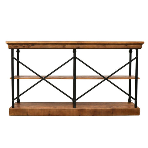 Provincial French Character Iron & Pine Console Table / Entertainment Unit