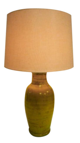 Mexican Ceramic Handmade Lamp Base With Linen Shade (Citrine)