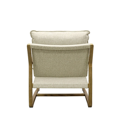 Finlay Oak & Natural Linen Geometric Modern Art Lounge Chair Armchair