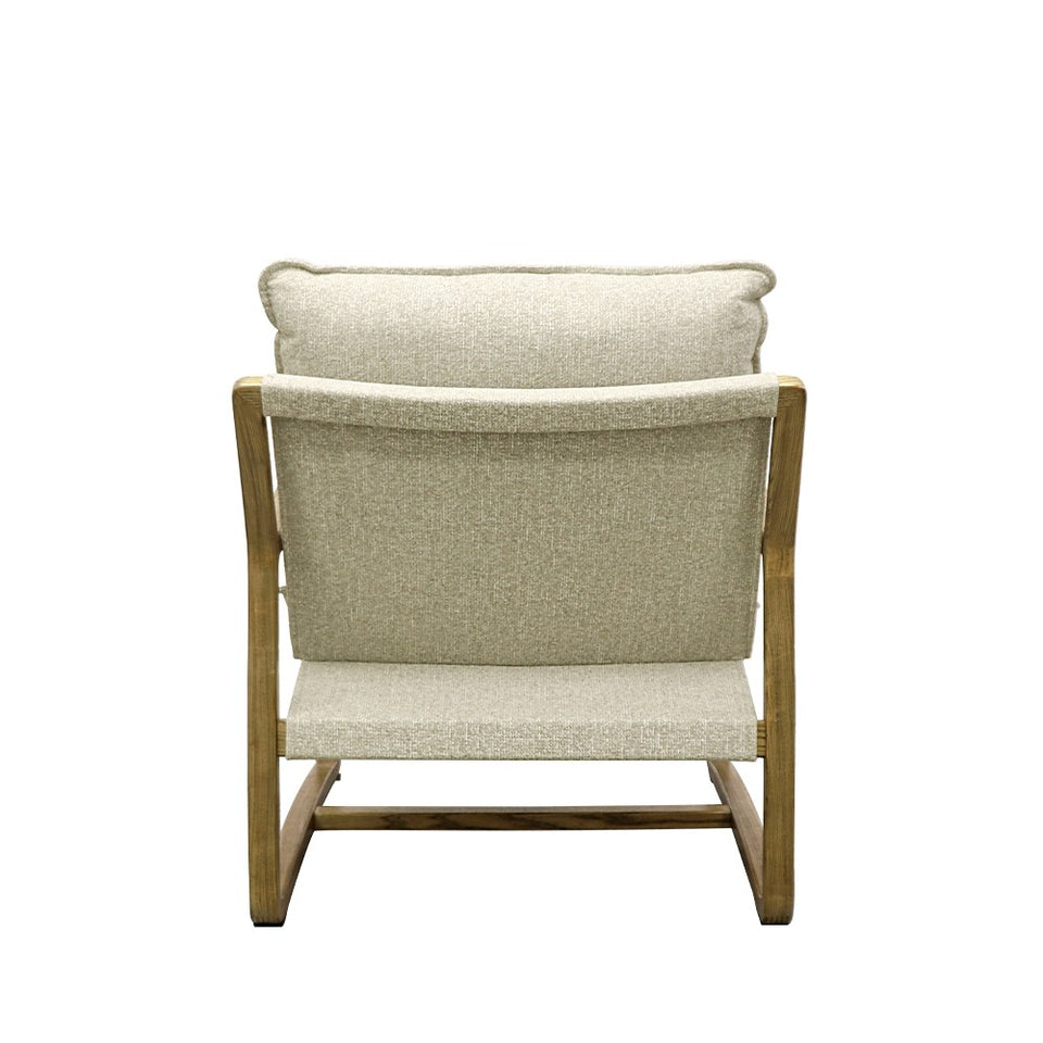 Finlay Oak Natural Linen Geometric Modern Art Lounge Chair