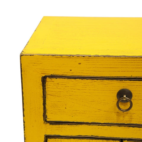 Shabby Chic Oriental Yellow Bedside Table Sideboard Table / Lamp Table