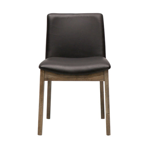 Clifton Architectural Oak Dining Chair - Black Italian Leather