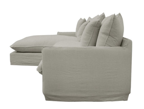Lotus Luxurious Modern Slipcover 2.5 Seater Modular Sofa / Lounge LH Chaise Khaki Colour