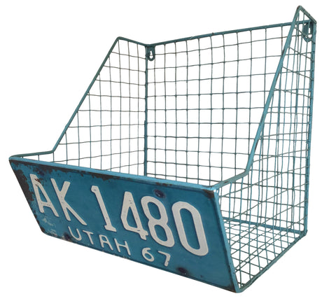 Car License Plate Storage Basket Metal Mesh Wall Unit