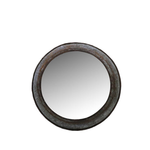 Torlouse Rustic Round Recycled Iron Industrial Wall Mirror - 91cm