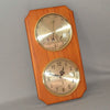 Barometer Mahogany Tan Wood Wall Hanging With Thermometer, Hygrometer & Clock