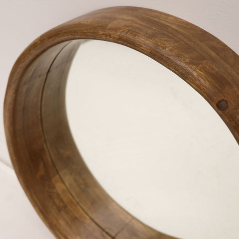 Miley Round Mirror Handcrafted Modern Mangowood 55cm