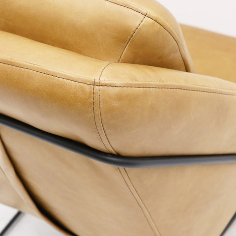 Italian Leather Modern Workshop Chic Lounge Chair Armchair - Golden Tan