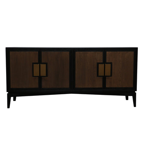 Madison Avenue Luxury Geometric Oak Wood & Gold Entertainment Unit / Sideboard Buffet