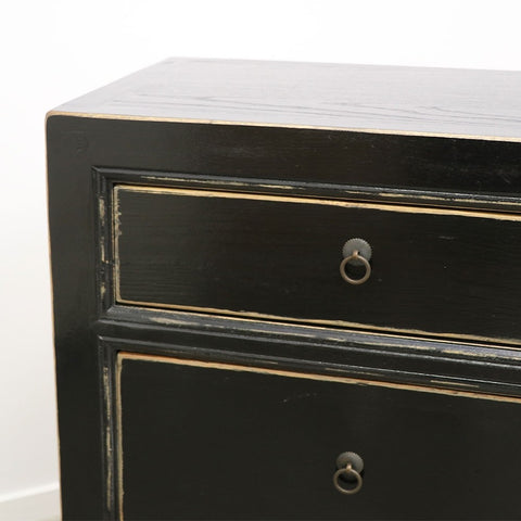 Shabby Chic Black Oriental 6 Drawer Dresser / Commode