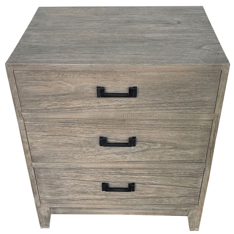 Dark Oak Harvey Modern Rustic Bedside Table - Three Drawer