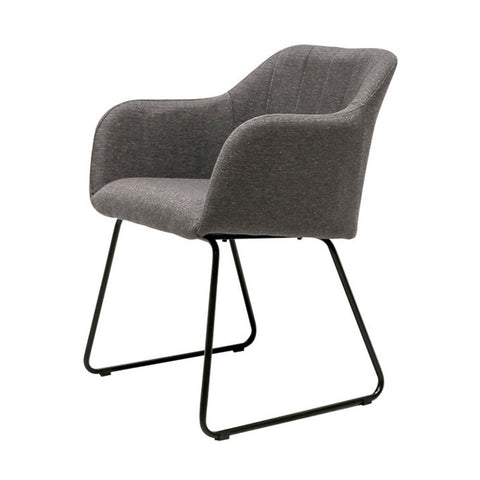 Folio Charcoal Fabric & Sleigh Metal Frame Dining Chair