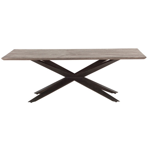 Halifax Stonewash Acacia Wood & Iron Dining Table Modern Chic