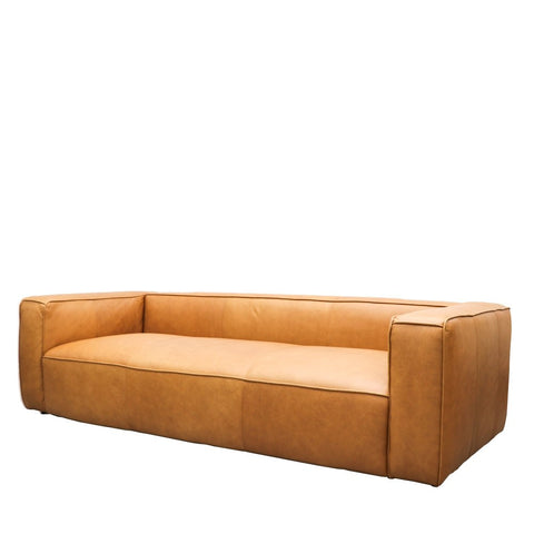 Stirling Chestnut 3 Seater Modern Minimalist Italian Leather Sofa / Lounge