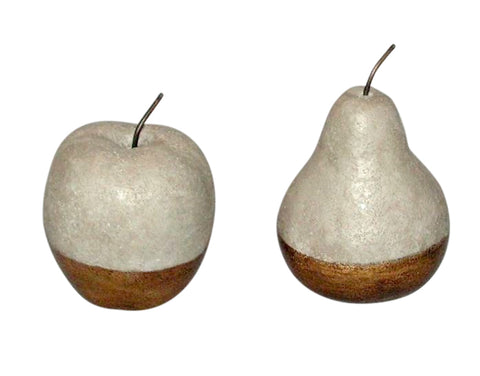 Lovely Apple & Pear Shabby Chic Shelf Ornaments - Copper Band Pattern