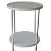 Double Tier White Krabi Alcove Table Metal With Glass Top