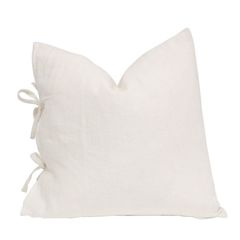 Tully White Luxury Bow Tied Lounge / Chair Cushion 55cm x 55cm