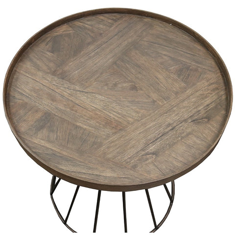 Grenada Iron & Dark Wood Motif Side Table