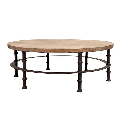 French Provincial Reclaimed Elm & Steel Coffee Table