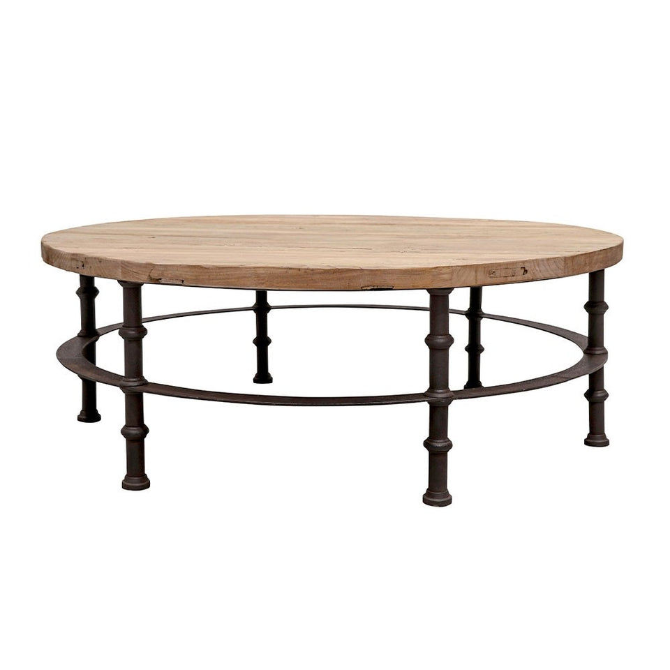 French Provincial Reclaimed Elm Steel Coffee Table Home of