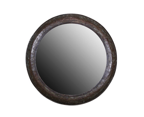 Torlouse Rustic Round Recycled Iron Industrial Wall Mirror - 112cm