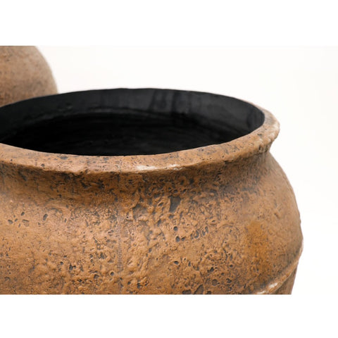 Taranto Rustic Concrete Large & Medium Planter Set - Iron Ore / Rust Inspired Finish