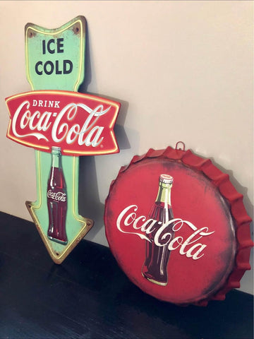 Coca Cola Pointing Arrow Embossed Wall Art Sign