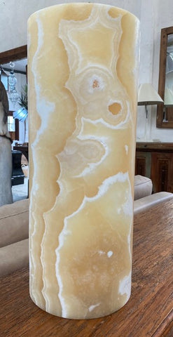 Onyx Marble Crema Suave Handturned Lamp - Exquisite Feature Piece & Ambient Lighting