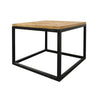 Cumbria Geometric Inlay Reclaimed Elm Wood & Iron Base Side Table