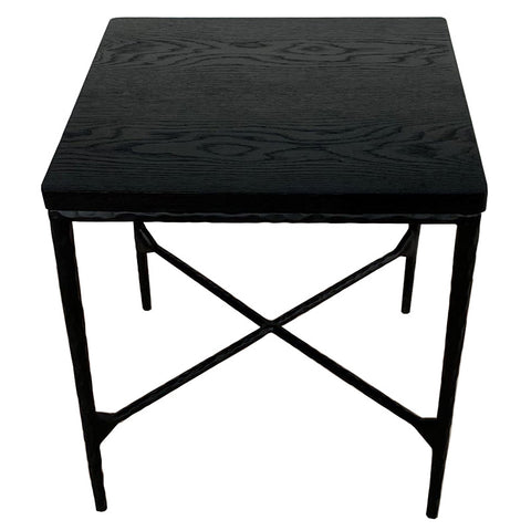 Blenheim Geometric Black Iron & Wood Side Table