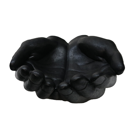 Cupped Hands XL Decorative Ornament (Black) - Great Interior Décor