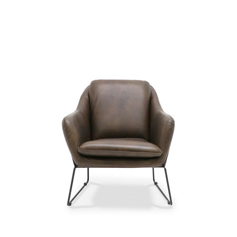 Modern Abstract Aged Brown Italian Design Style Leather Sofa Armchair