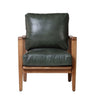 Forest Green Leather & Natural Wood Frame Reid Contemporary Elegance Sofa / Lounge Armchair