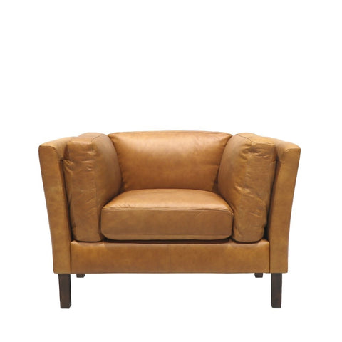 Modena Luxurious Rust Coloured Italian Leather Sofa Armchair