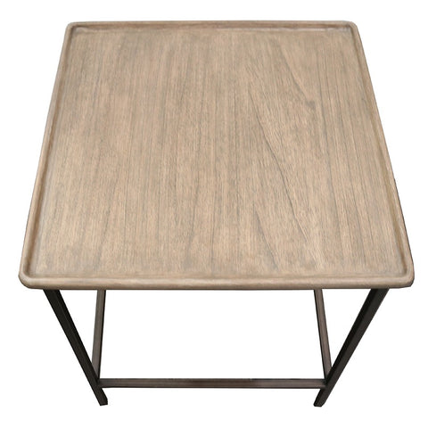 Valour Modern Rectangle Wood & Iron Side Table