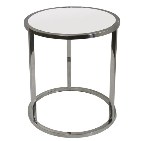 Silver Bronco Side Table Modern Polished Stainless Steel Frame