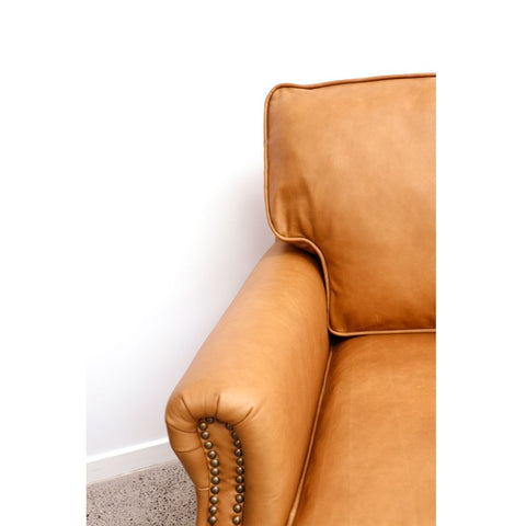 Rust Three Seater Brunswick Edwardian Leather Sofa / Lounge