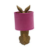 Adorable & Quirky Gold Rabbit Bunny Table Lamp Pink Shade