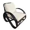 Kharisma Ornate Black Cane & White Linen Lounge Chair Armchair
