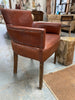 Tan Full Grain Leather Tub Chair / Occasional Chair - Crocodile Effect